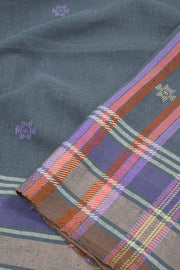 Cadet Grey Handloom Bhujodi Kala Cotton Saree 10062739