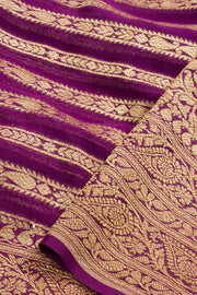 Deep Violet Handloom Khaddi Banarasi Chiffon Saree 10062767