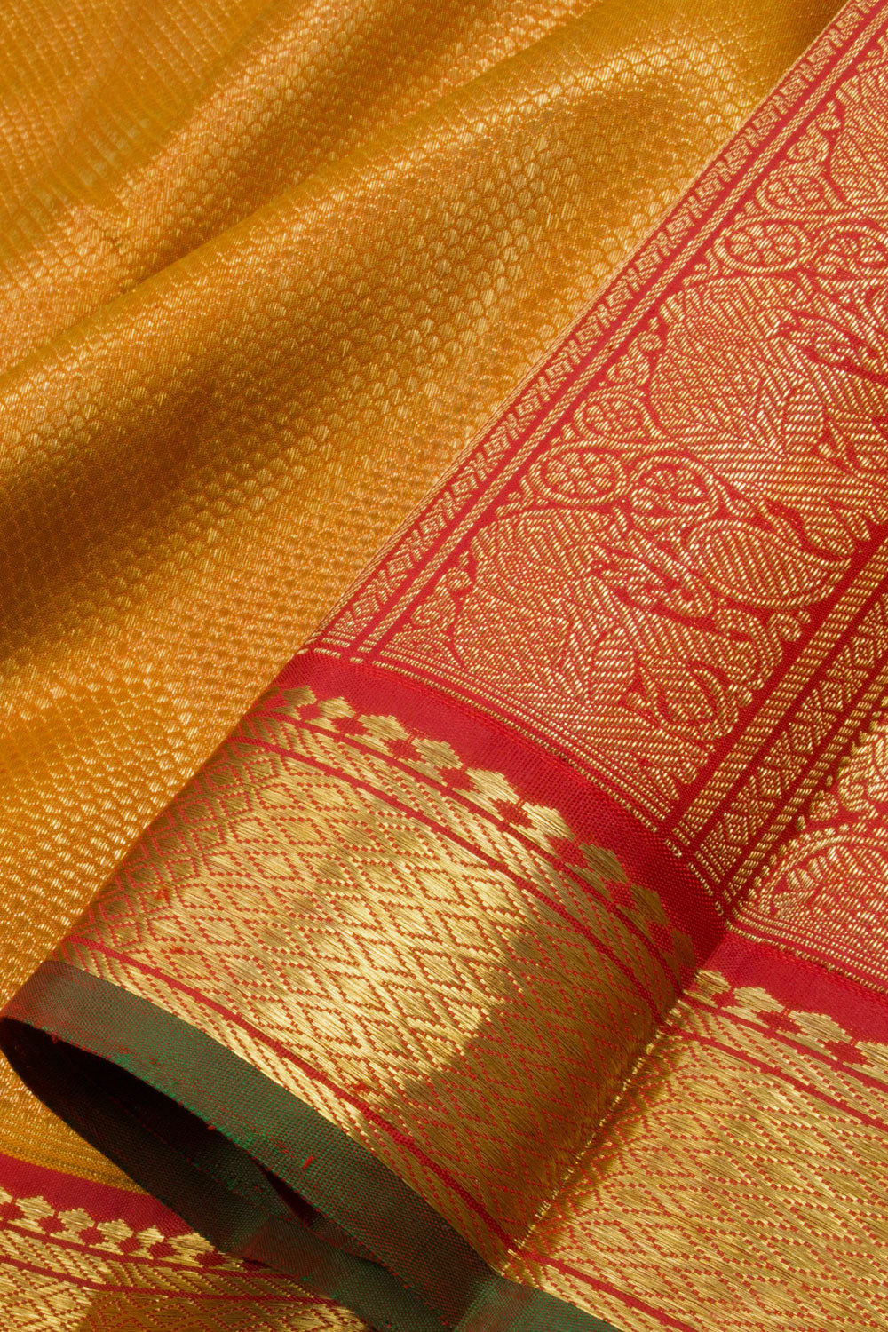 Mustard Yellow Pure Zari Kanjivaram Silk Saree 10062792