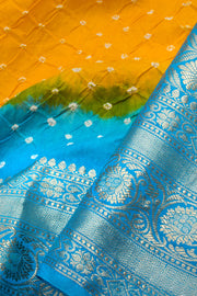 Mango Yellow Kanjivaram Pure Silk Bandhani Saree 10062801