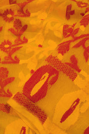 Golden Yellow Handloom Jamdani Style Cotton Saree 10062819