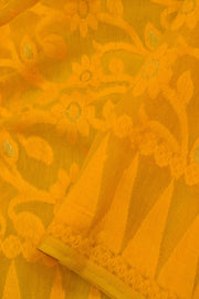 Yellow Ochre Handloom Jamdani Style Cotton Saree 10062821
