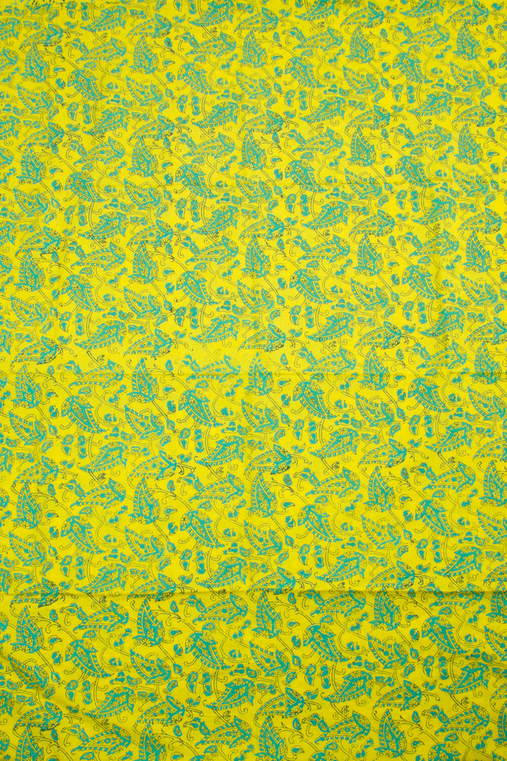 Lemon Yellow Hand Block Printed Mulmul Cotton Salwar Suit Material 10062840