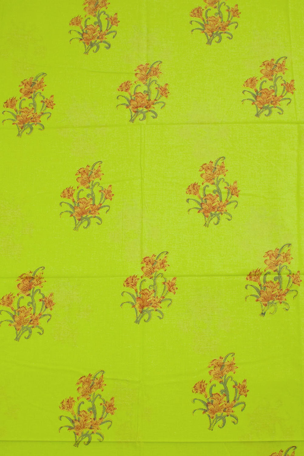 Green Hand Block Printed Mulmul Cotton Salwar Suit Material 10062849