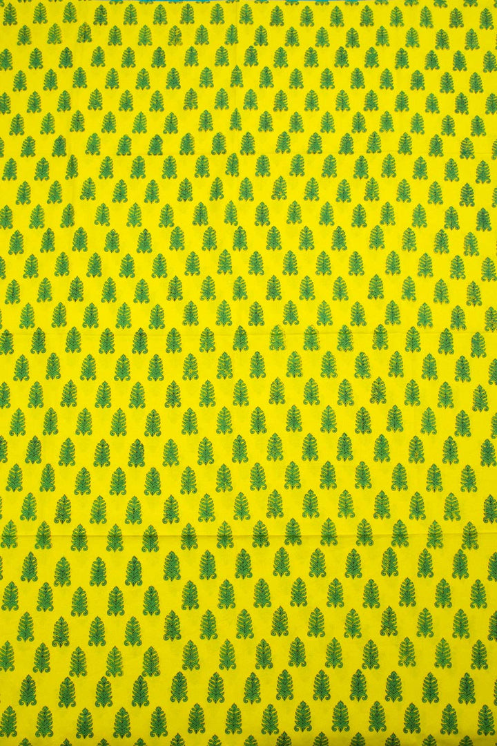 Lemon Yellow Hand Block Printed Mulmul Cotton Salwar Suit Material 10062850