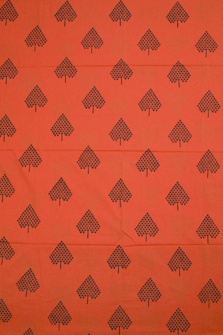 Rust Orange Hand Block Printed Mulmul Cotton Salwar Suit Material 10062854