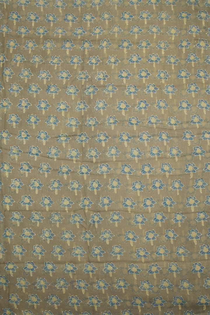 Pale Grey Ajrakh Printed Kota Cotton  Kurta Material 10062859