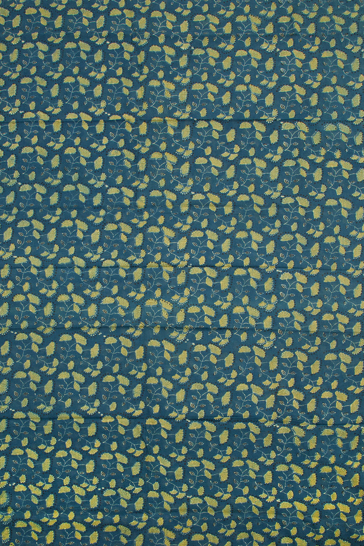Steel Blue Ajrakh Printed Mulmul Cotton  Kurta Material 10062860