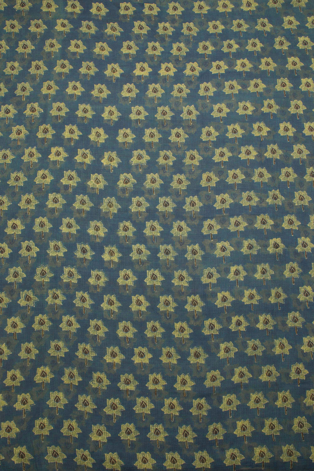 Chambray Blue Ajrakh Printed Kota Cotton Kurta Material 10062864