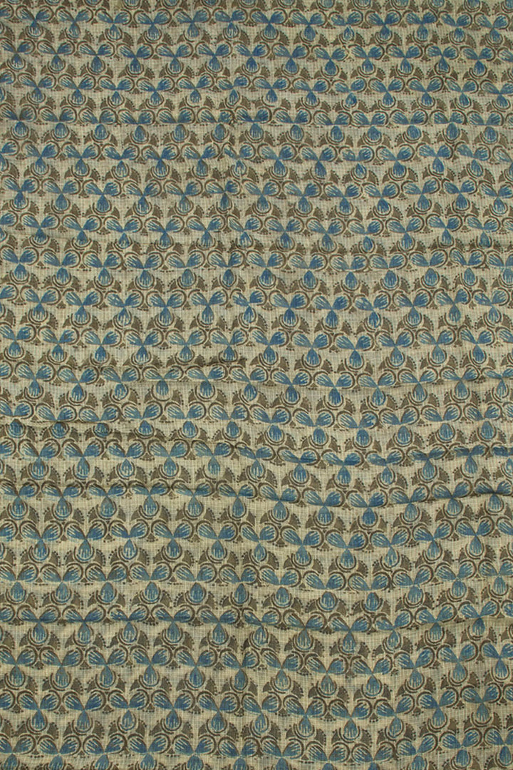 Greyish Beige Ajrakh Printed Kota Cotton Kurta Material 10062865
