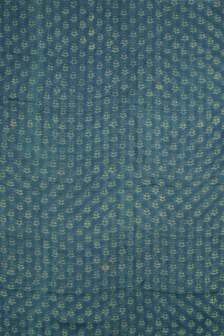 Steel Blue Ajrakh Printed Kota Cotto  Kurta Material 10062866