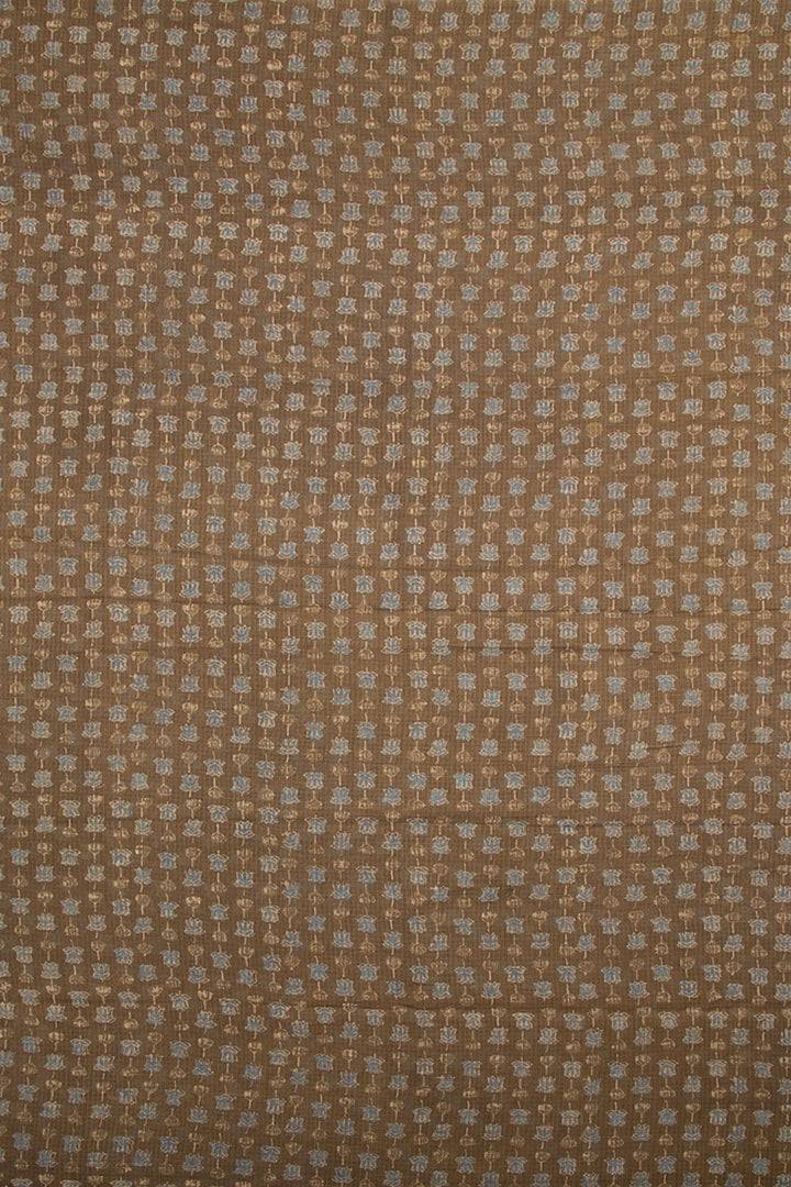Tobacco Brown Ajrakh Printed Kota cotton Kurta Material 10062869