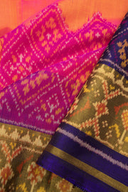 Pinksh Orange Handloom Patola Ikat Silk Saree 10062902