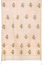 White Handloom Maheshwari Silk Cotton Dupatta