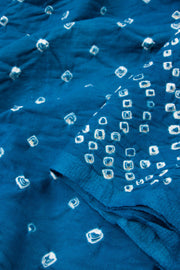 Azure Blue Handcrafted Bandhani Cotton Saree 10062988