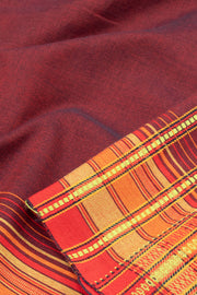 Maroon Handloom Bhujodi Cotton Saree 10063039