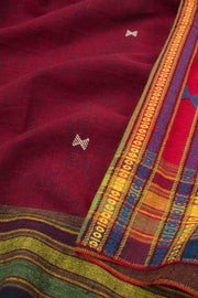 Maroon Handloom Bhujodi Kala Cotton Saree 10063042