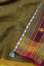 Dark Moss Green Handloom Bhujodi Kala Cotton Saree 10063044