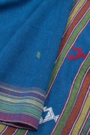 Medium Teal Blue Handloom Bhujodi Kala Cotton Saree 10063047