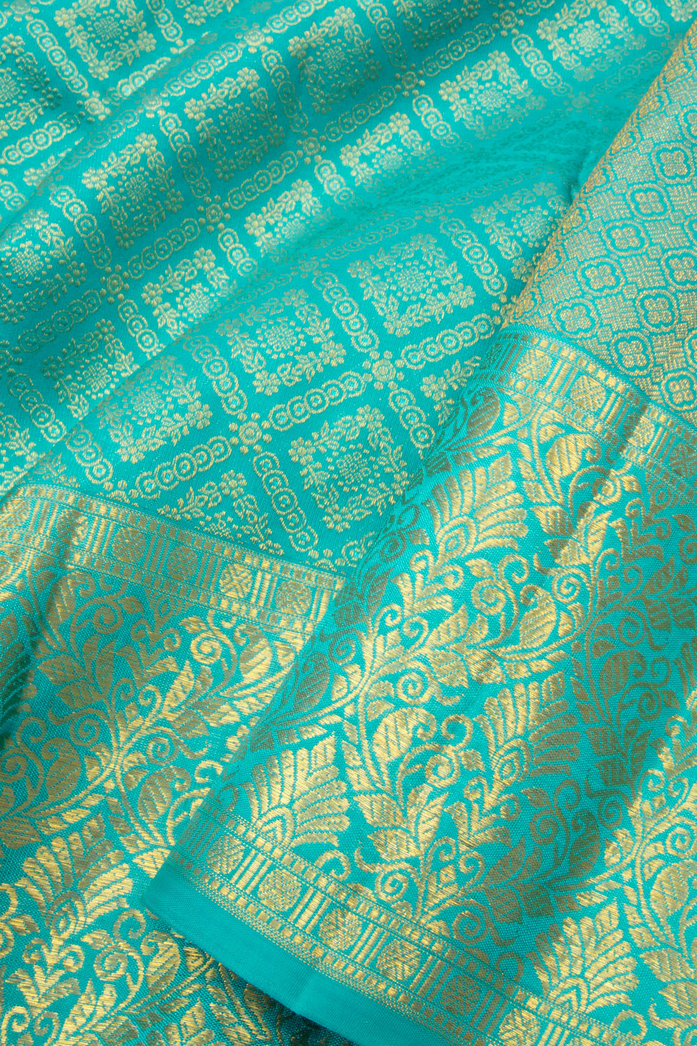 Turquoise Blue Pure Zari Bridal Kanjivaram Silk Saree 10063049