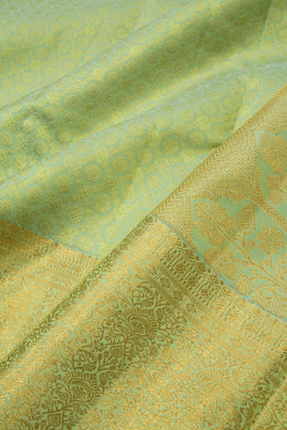 Wild Willow Green Pure Zari Bridal Kanjivaram Silk Saree 10063052