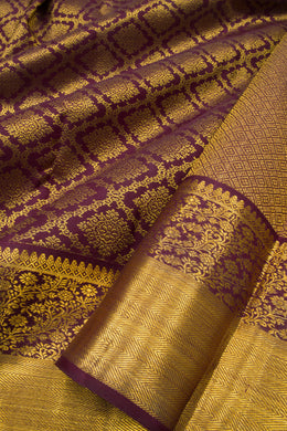 Burgundy Pure Zari Bridal Kanjivaram Silk Saree 10063053