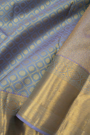 Greyish Blue Pure Zari Bridal Kanjivaram Silk Saree 10063062