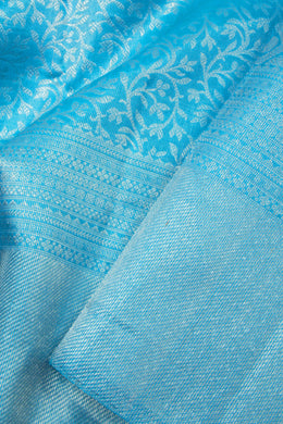 Bright Sky Blue Pure Zari Kanjivaram Silk Saree 10063070