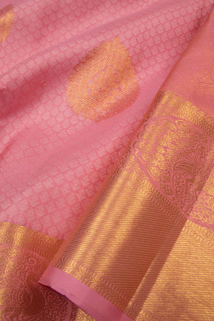 Daisy Pink Pure Zari Jacquard Kanjivaram Silk Saree 10063081