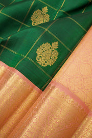 Myrtle Green Pure Zari Korvai Kanjivaram Silk Saree 10063086