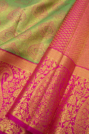 Light Olive Green Pure Zari Jacquard Kanjivaram Silk Saree 10063088