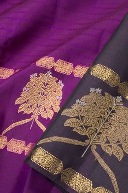 Purple Handloom Pure Zari Jacquard Kanjivaram Silk Saree 10063125