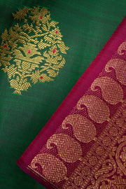Emarald Green Pure Zari Kanjivaram Silk Saree 10063135
