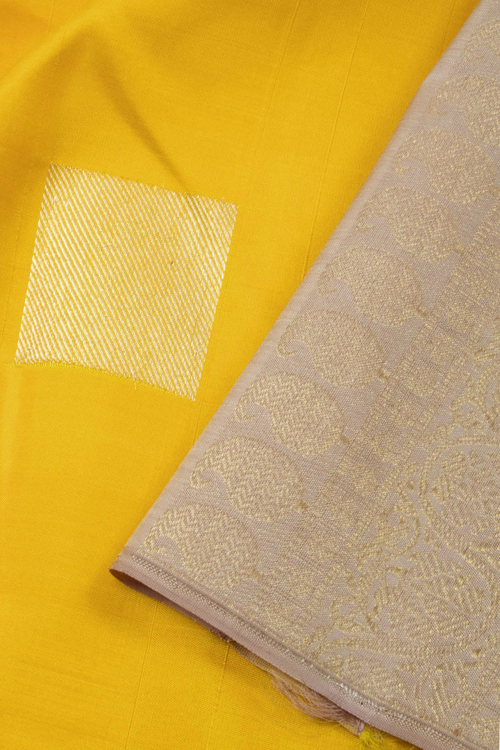 Butterscotch Yellow Handloom Pure Zari Kanjivaram Silk Saree 10063136