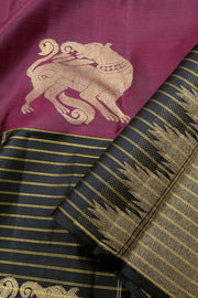 Black Half and Half Pure Zari Kanjivaram Silk Saree 10063149