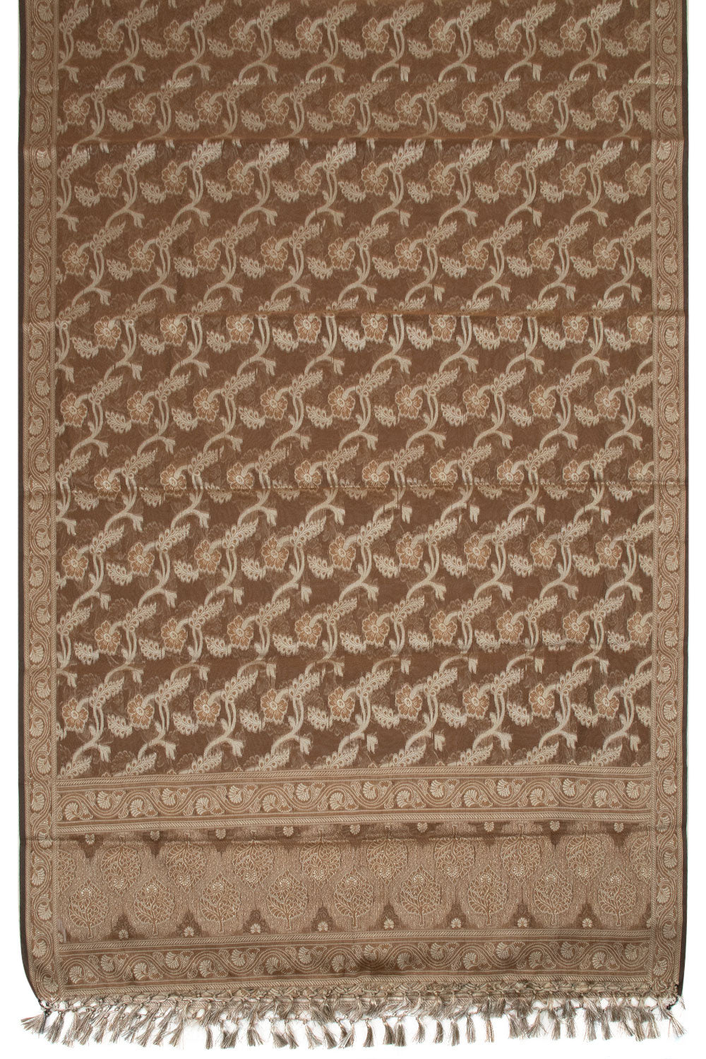 Brown Banarasi Cotton 3-Piece Salwar Suit Material 10063169