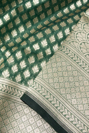 Green Handloom Banarasi Katrua Kora Silk Saree 