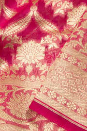 Pink Handloom Banarasi Kora Silk Saree