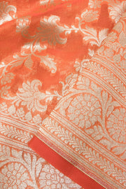 Sunrise Orange Handloom Banarasi Katrua Kora Silk Saree 10063187