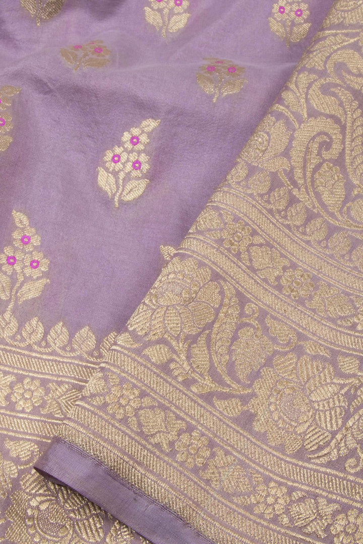 Dusky Lavender Handloom Banarasi Katan Silk Saree 10063205