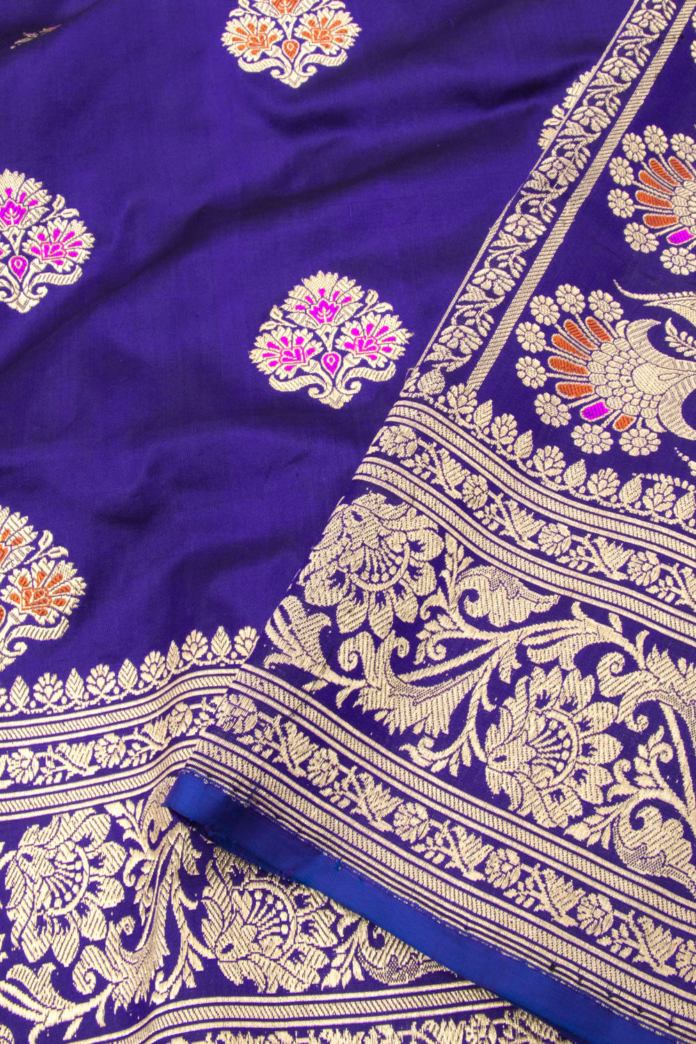 Honey Flower Purple Handloom Banarasi Katan Silk Saree 10063210