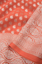 Peach Handcrafted Banarasi Khaddi Georgette Saree 10063213
