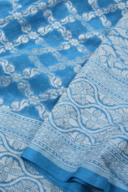 Handcrafted Blue Banarasi Katrua Georgette Saree 