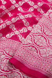 Handcrafted Pink Banarasi Katrua Georgette Saree