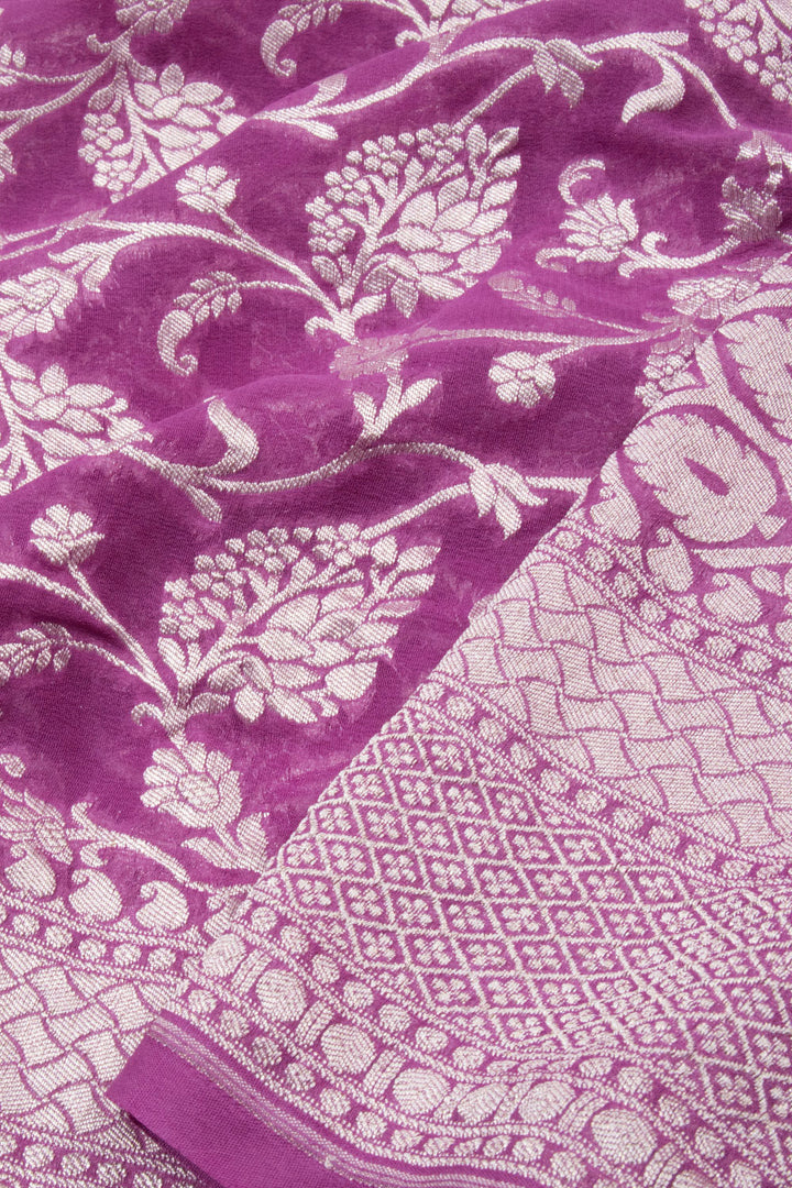 Warm Purple Handcrafted Banarasi Khaddi Georgette Saree 10063226