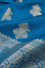 Steel Blue Handloom Banarasi Chiniya Silk Saree 10063228
