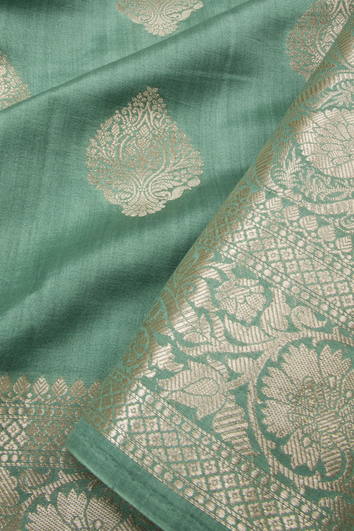 Sage Green Handloom Banarasi Chiniya Silk Saree  10063233