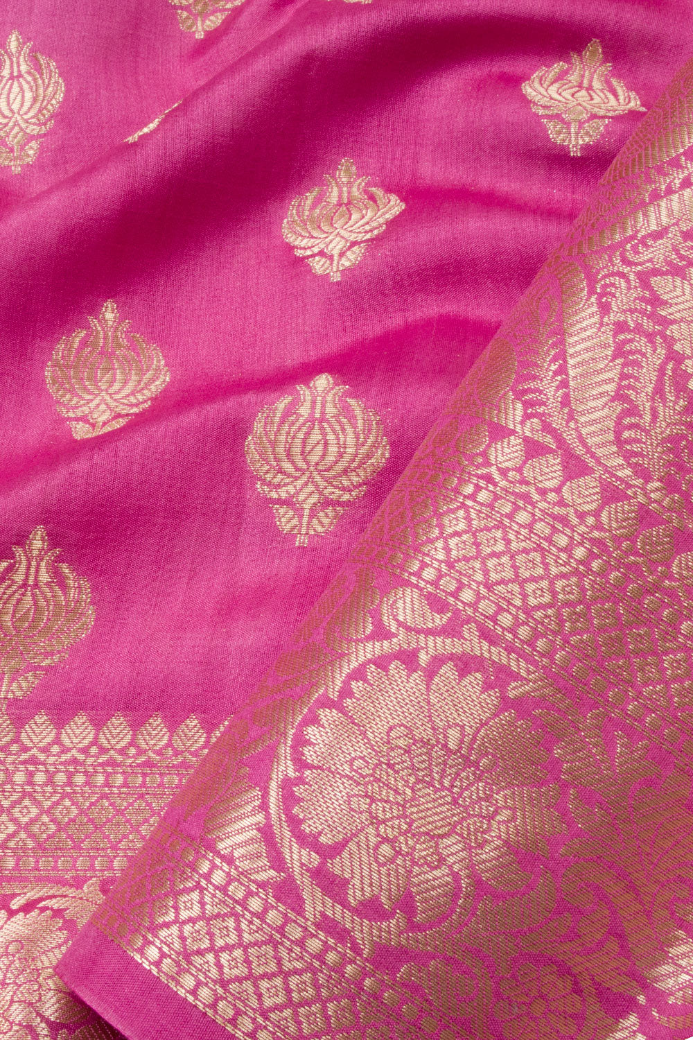 Taffy Pink Handloom Banarasi Chiniya Silk Saree  10063235