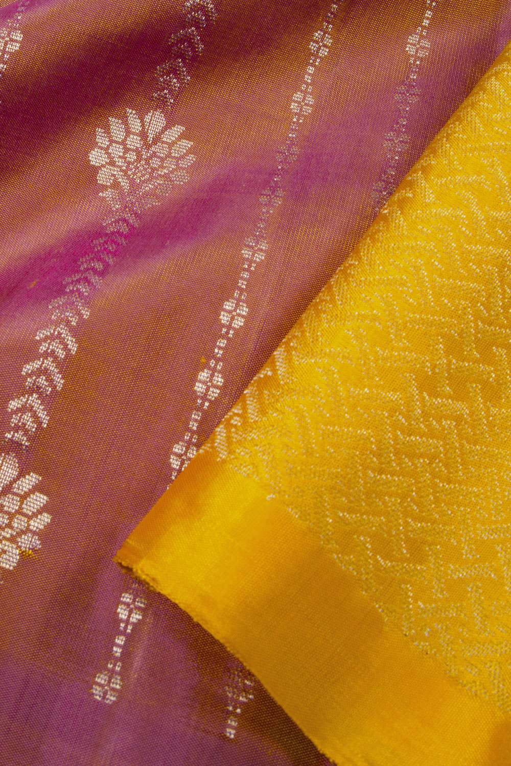 Pink Shot Yellow Handloom Kanjivaram Soft Silk Saree 10063298