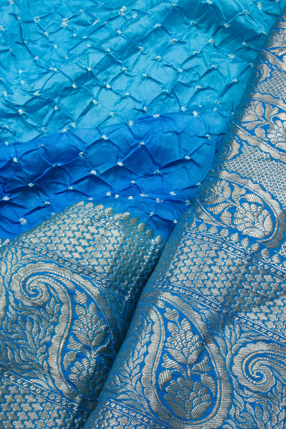 Tufts Blue Kanjivaram Pure Silk Bandhani Saree - Avishya